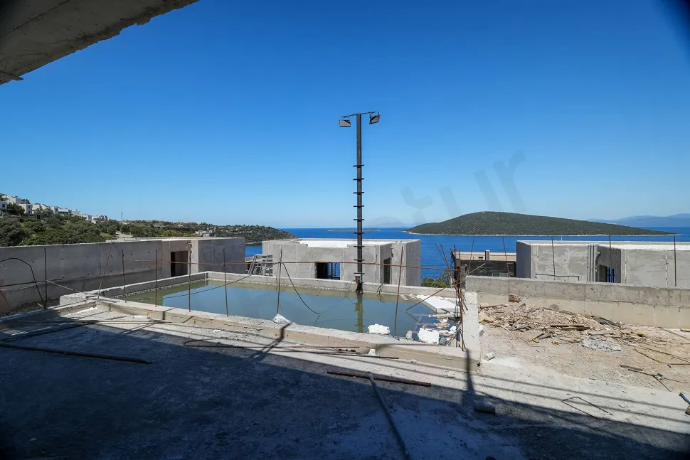 Bodrum'daki lüks müstakil villanın geniş ve panoramik deniz manzarası.