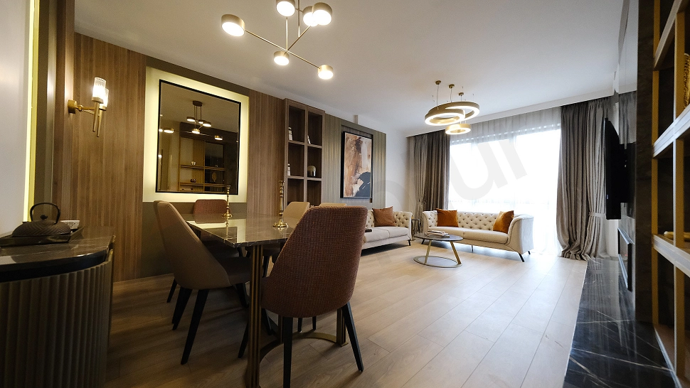 Şık tasarımlı eşyalı oturma odası